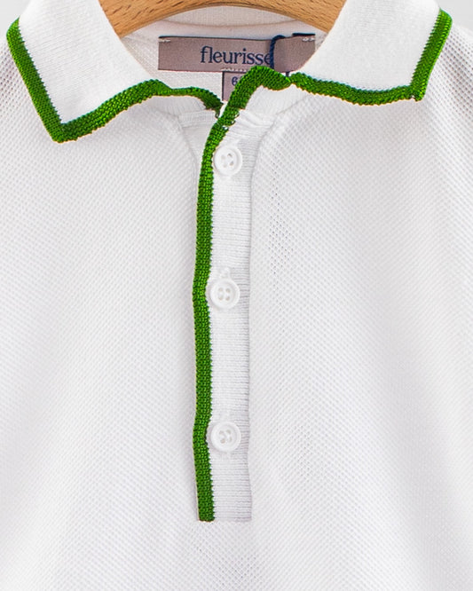 Polo Onesie Italian Moss Trim Piquet - Onesie