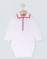 Polo Shirt Long Sleeve Onesie Italian Red Trim Piquet