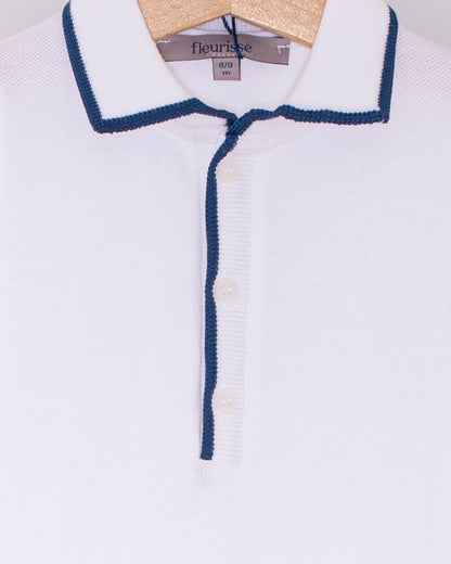 Polo Long Sleeve Onesie Italian Twilight Trim Piquet - Onesie