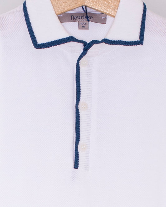 Polo Long Sleeve Onesie Italian Twilight Trim Piquet - Onesie