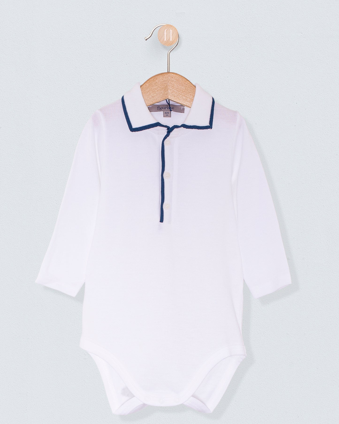 Polo Long Sleeve Onesie Italian Twilight Trim Piquet - Onesie