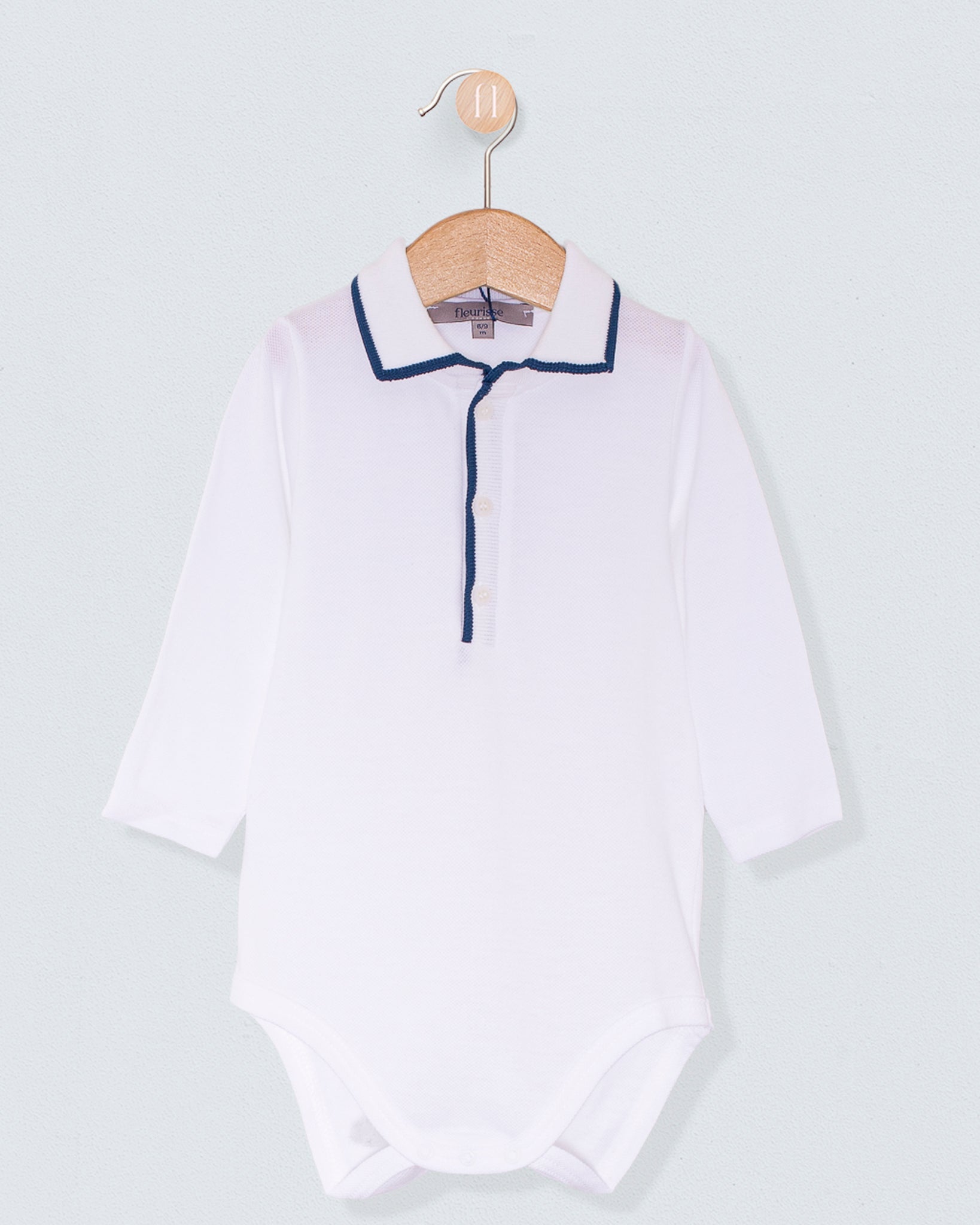 Polo Long Sleeve Onesie Italian Twilight Trim Piquet - Onesie