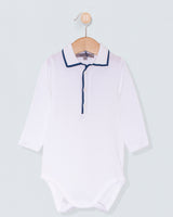 Polo Long Sleeve Onesie Italian Twilight Trim Piquet