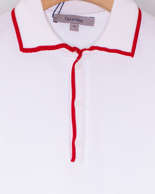 Polo Long Sleeve Red Trim Pique - Shirt
