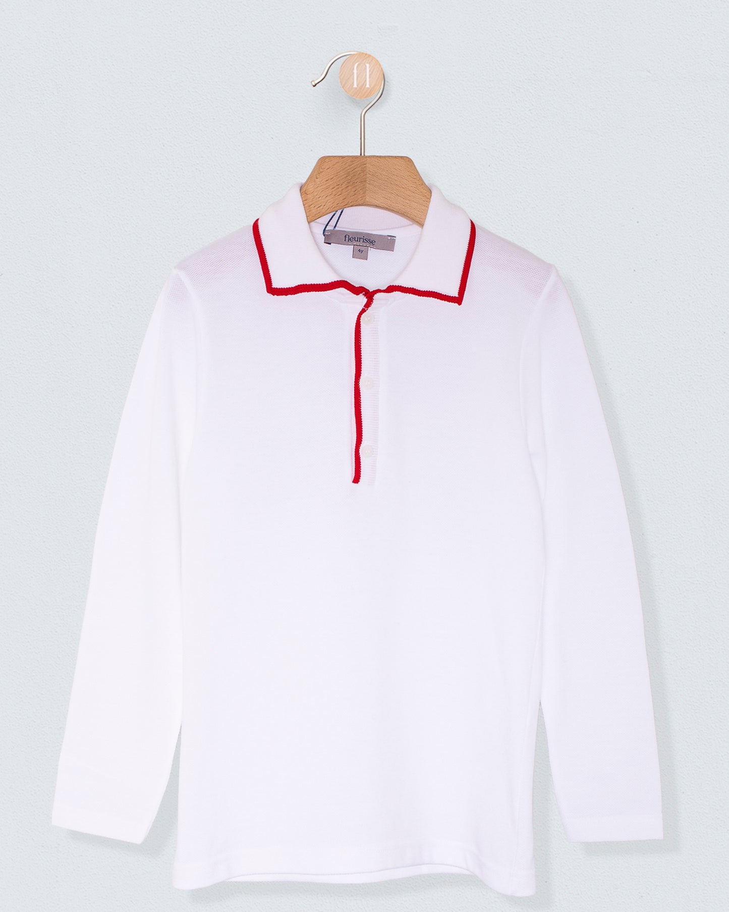 Polo Long Sleeve Red Trim Pique - Shirt