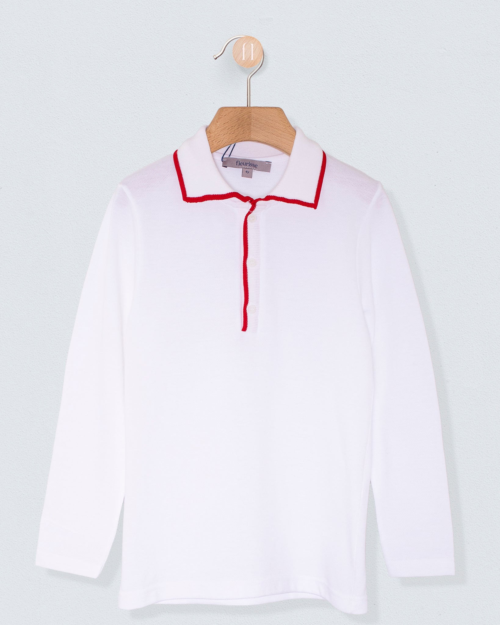 Polo Long Sleeve Red Trim Pique - Shirt