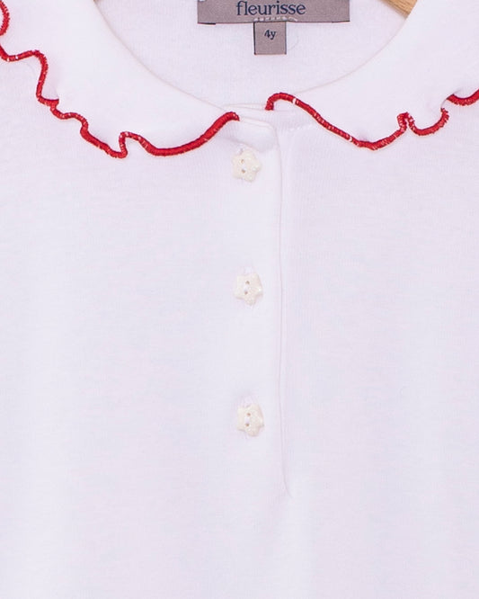 Collar Shirt Long Sleeve Italian Cotton Red Trim - Jersey