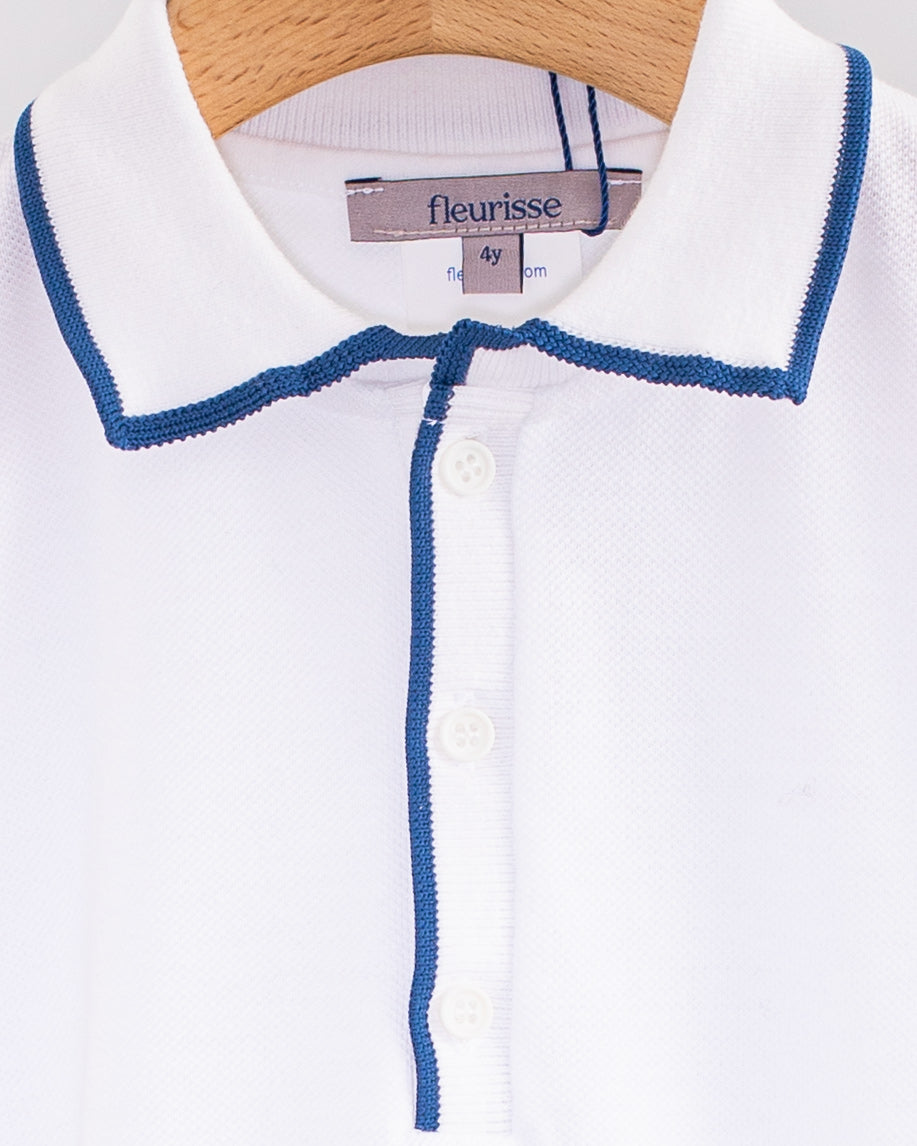 Polo Short Sleeve Italian Summer Navy Trim Piquet - Shirt
