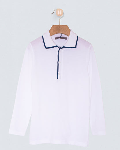 Polo Long Sleeve Twilight Trim Pique - Shirt