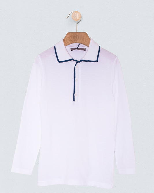 Polo Long Sleeve Twilight Trim Pique - Shirt