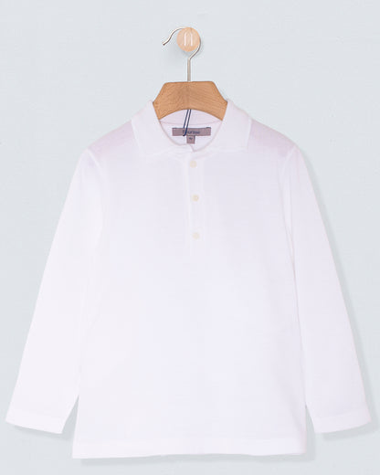 Polo Long Sleeve Italian White Piquet - Shirt
