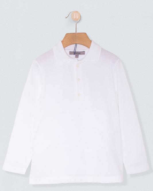 Polo Long Sleeve Italian White Piquet - Shirt