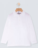Polo Shirt Long Sleeve Italian White Piquet