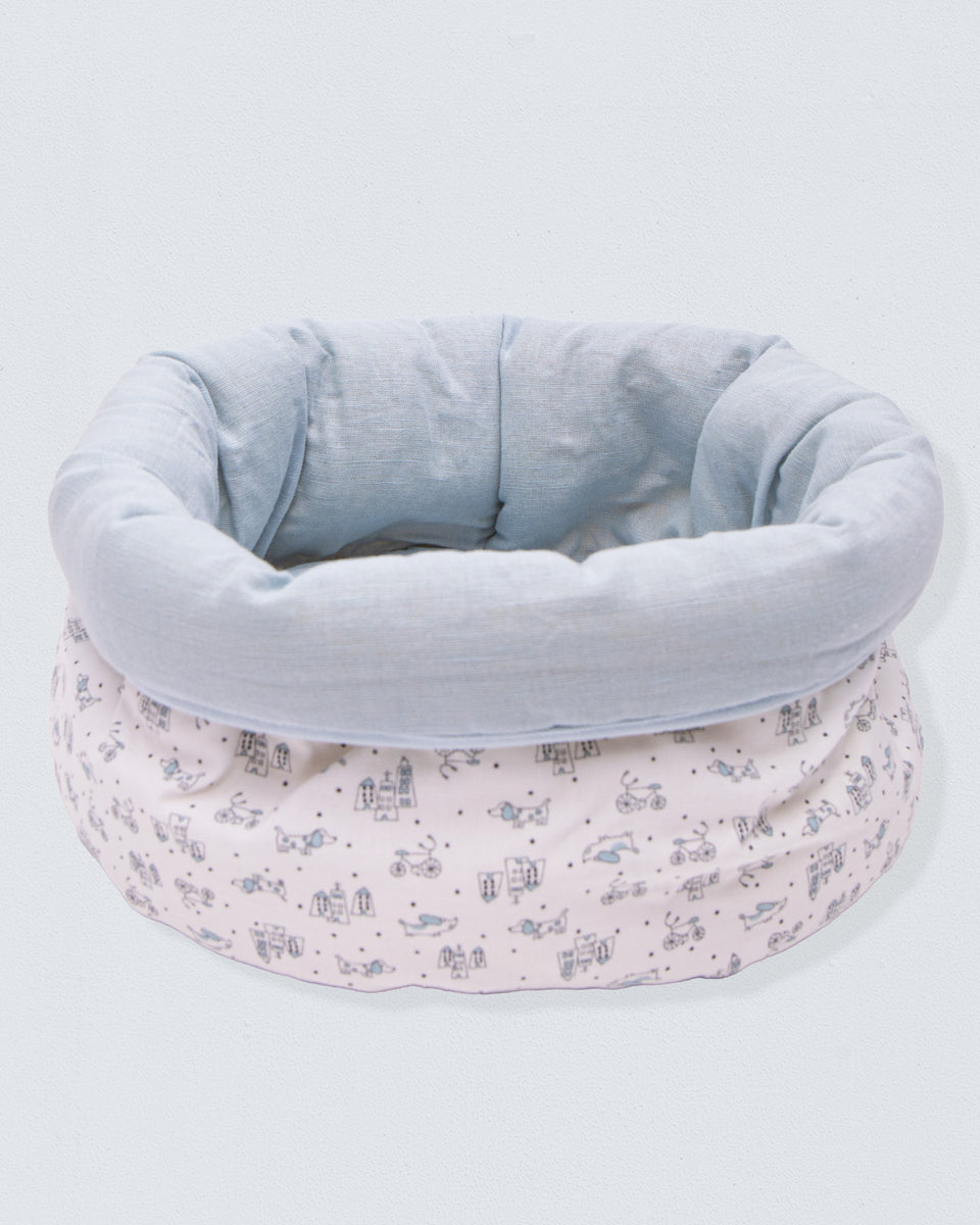 Light Blue Mini Doggies Round Basket