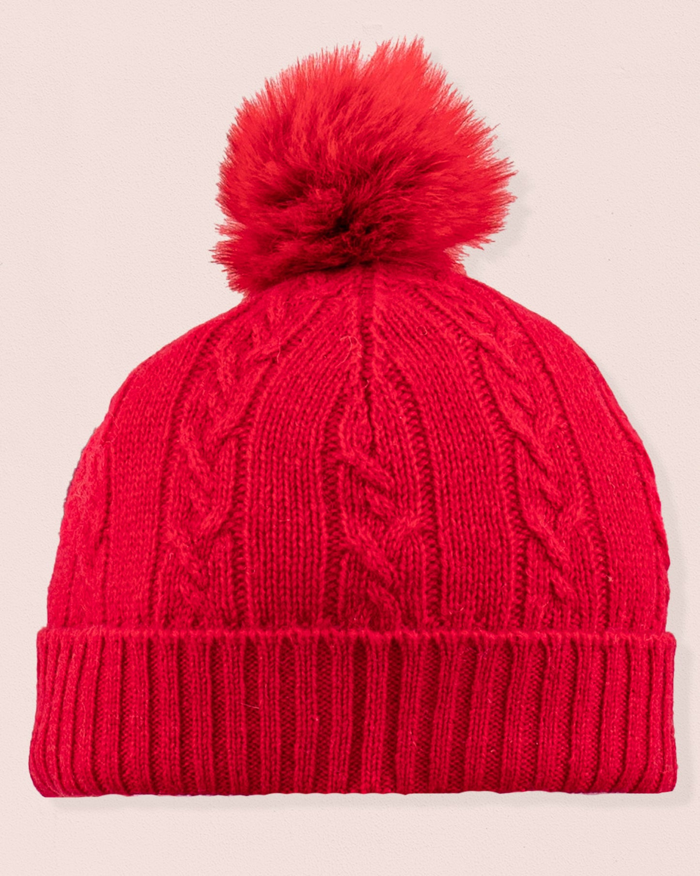 Cashmere Red Fur Pom-Pom Hat - Hat