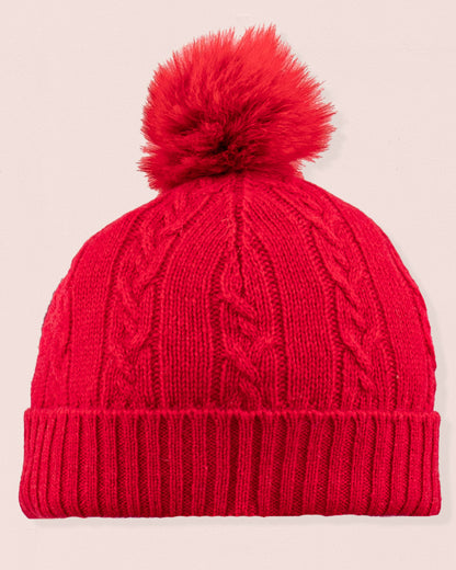 Cashmere Red Fur Pom-Pom Hat - Hat