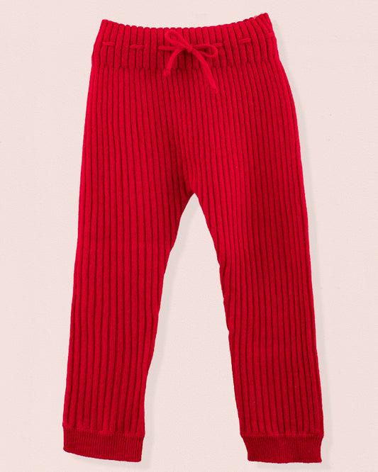 Cashmere Ribbed Red Legging - Legging