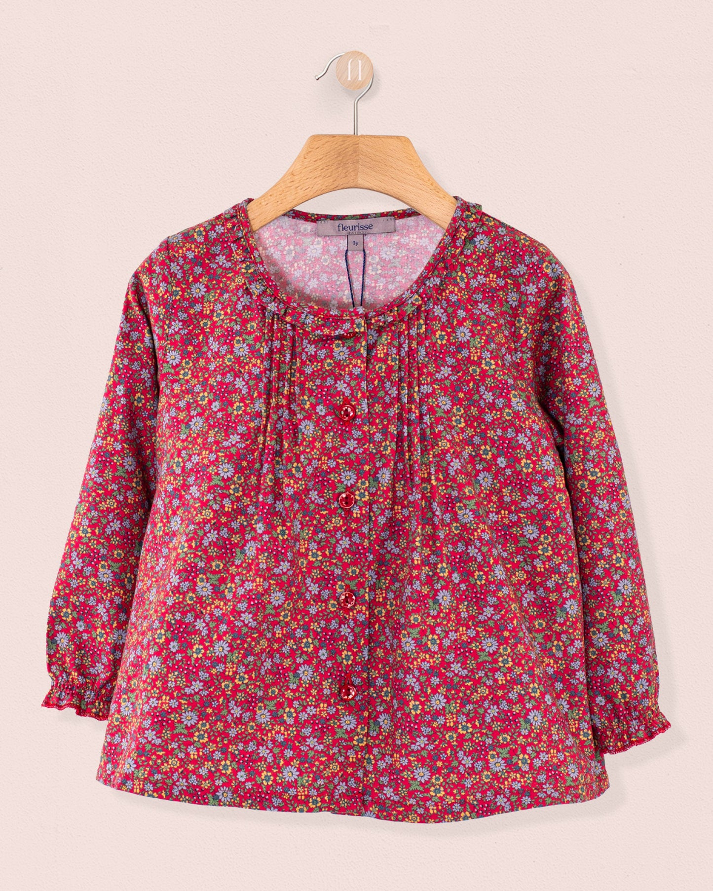 Ruffle Mini Red Floral Twill Tunic - Tunic