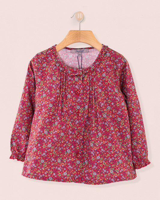 Ruffle Mini Red Floral Twill Tunic - Tunic
