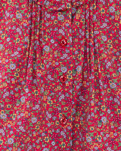 Ruffle Mini Red Floral Twill Tunic - Tunic