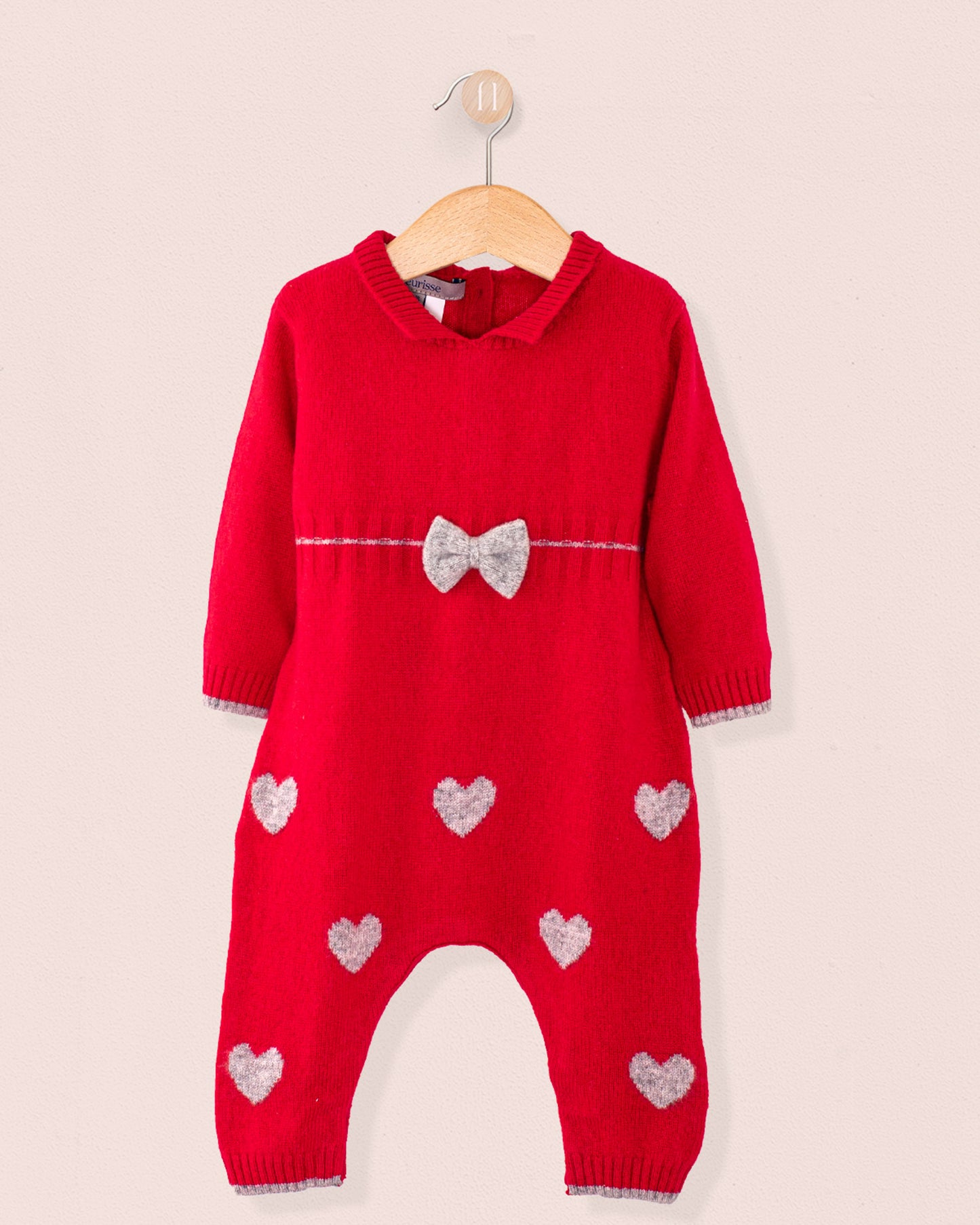 Valentine Red Hearts Cashmere Romper - Romper