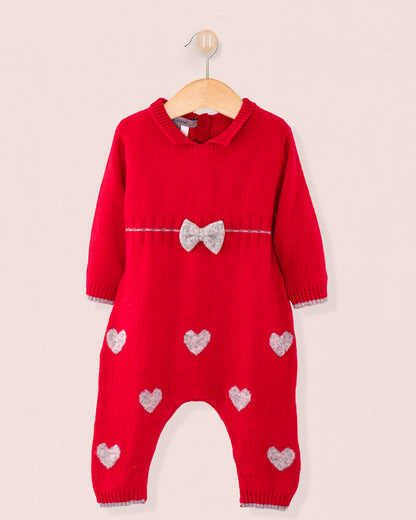 Valentine Red Hearts Cashmere Romper - Romper
