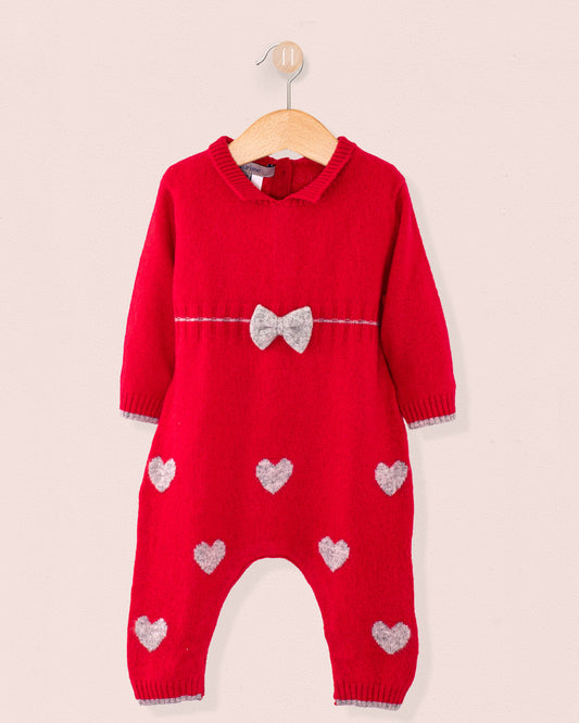 Valentine Red Hearts Cashmere Romper - Romper