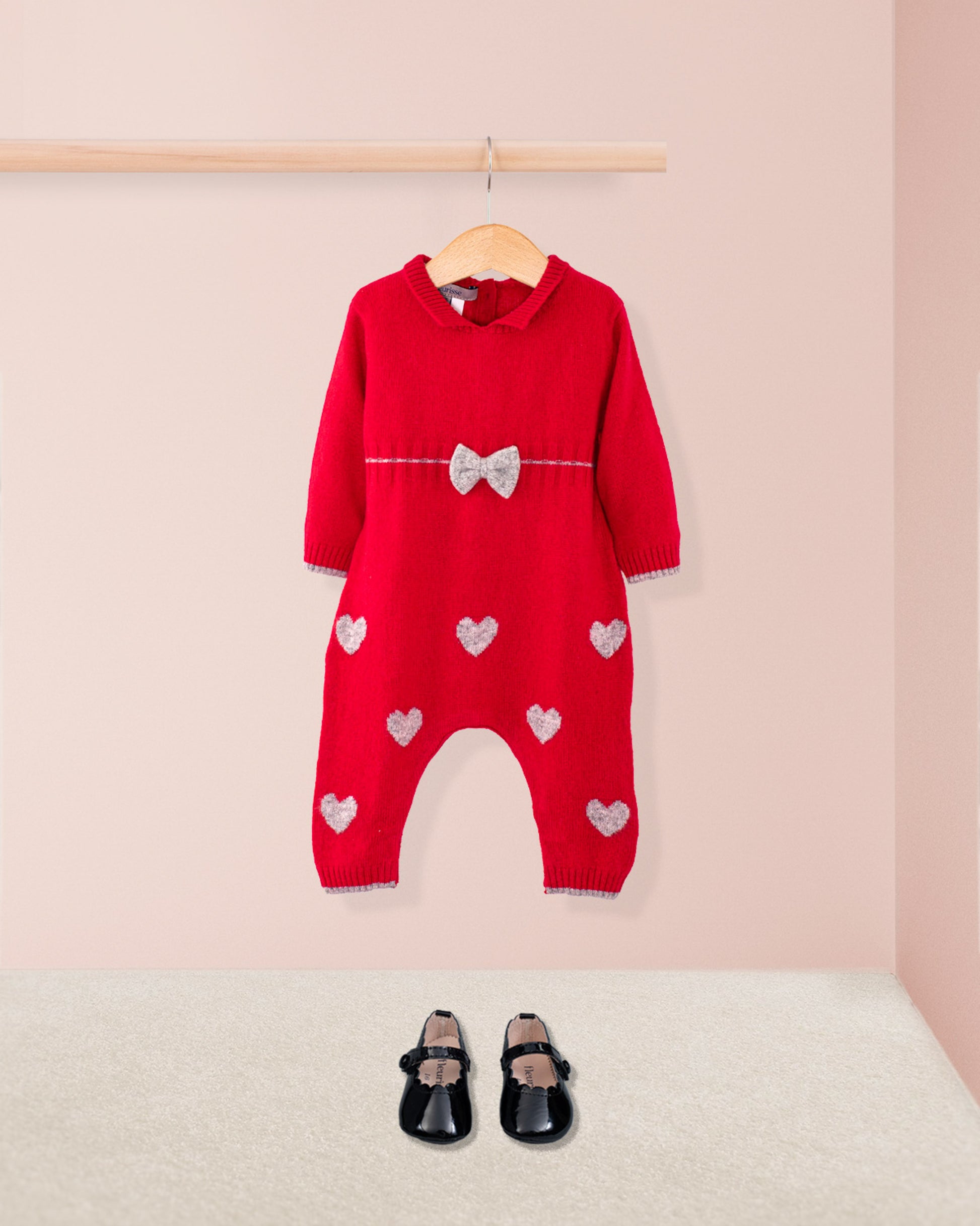 Valentine Red Hearts Cashmere Romper - Romper