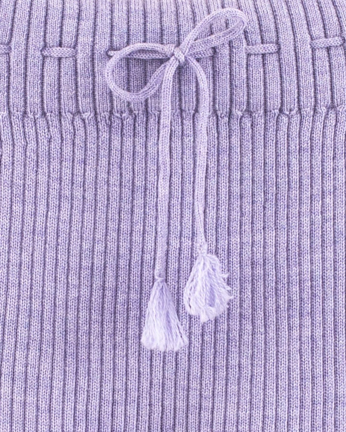 Ribbed Lavender Wool Mélange Knit Legging - Legging