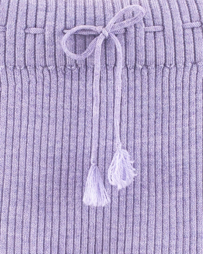 Ribbed Lavender Wool Mélange Knit Legging - Legging
