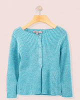 Ribbed Teal Mélange Cardigan