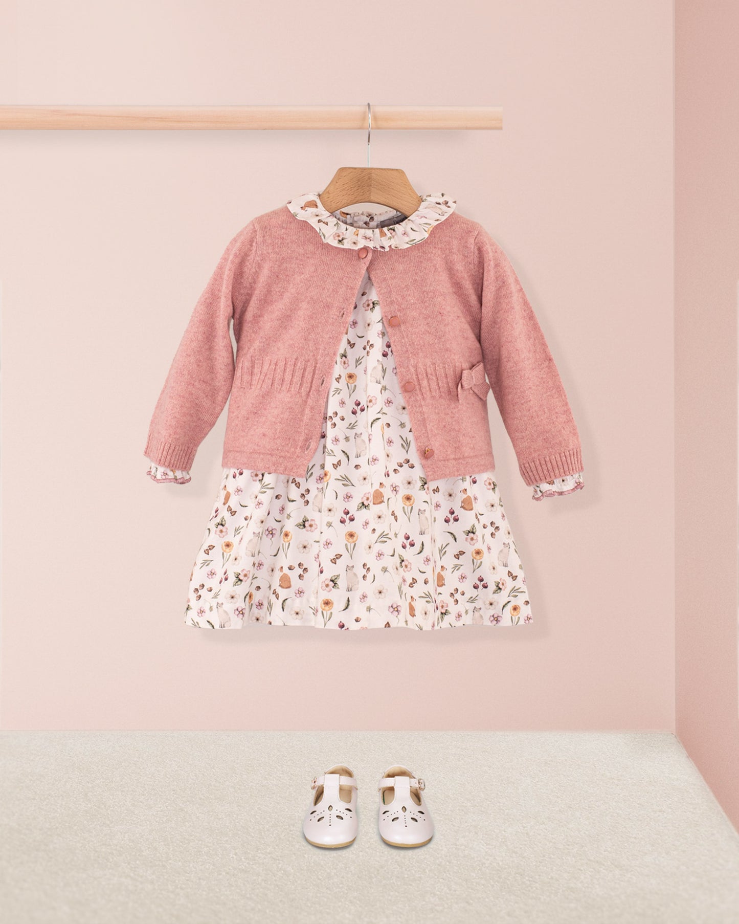 Rose Pink Toscana Kitties A-Line Dress - Baby Dress