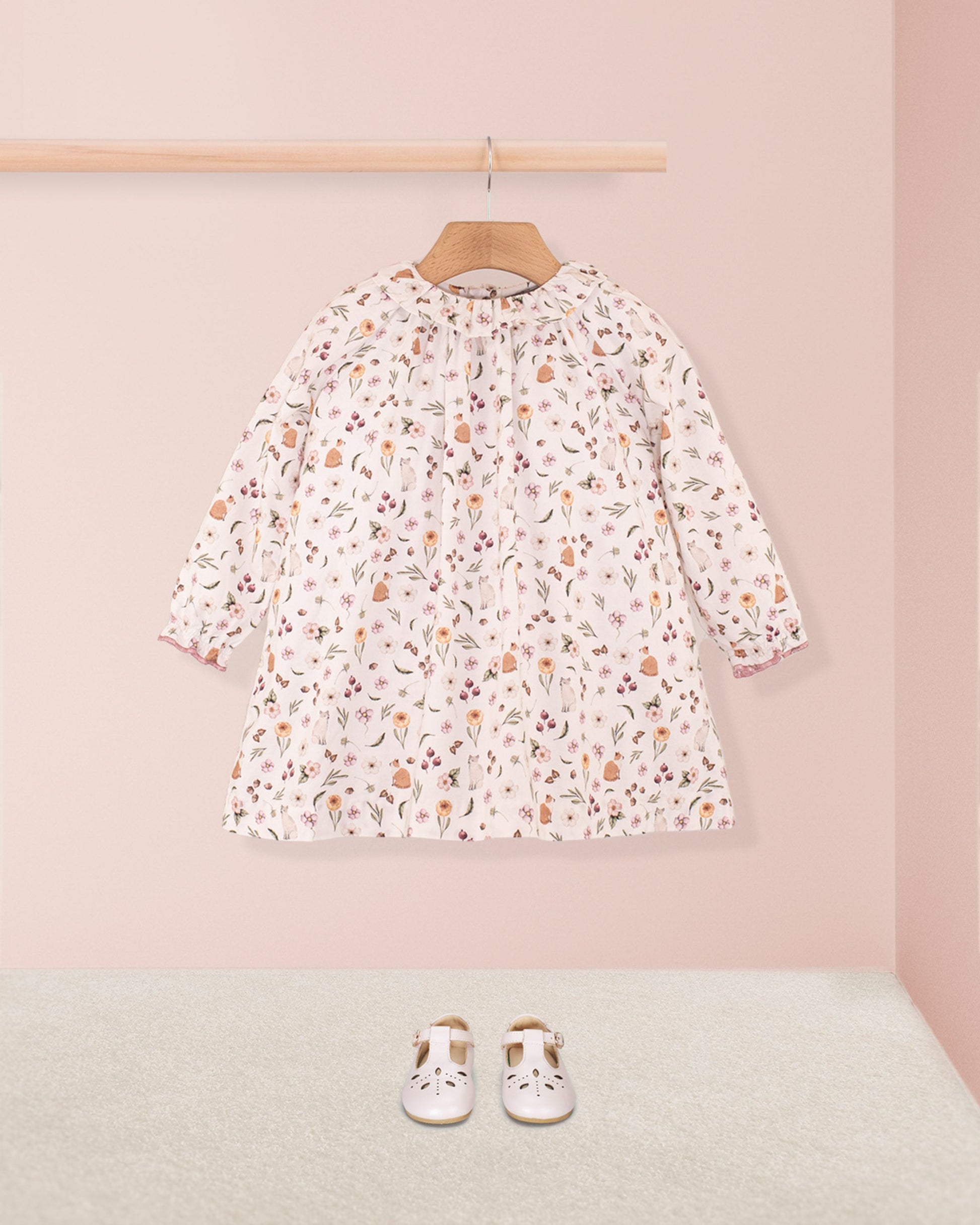 Rose Pink Toscana Kitties A-Line Dress - Baby Dress