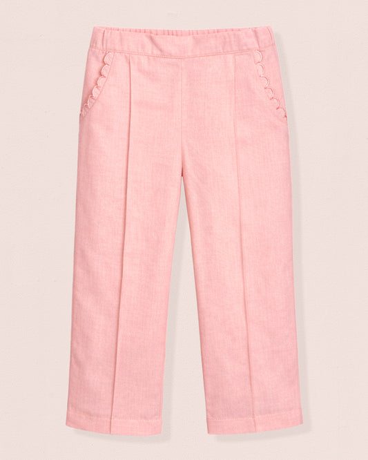 Ruby Petal Pink Linen Pull-On Pant