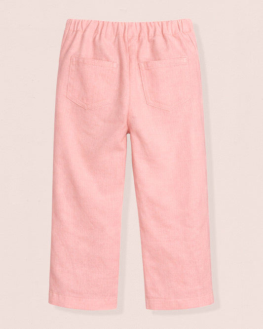Ruby Petal Pink Linen Pull-On Pant