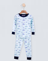 Pima Blue Racecars 2-Piece Pajama