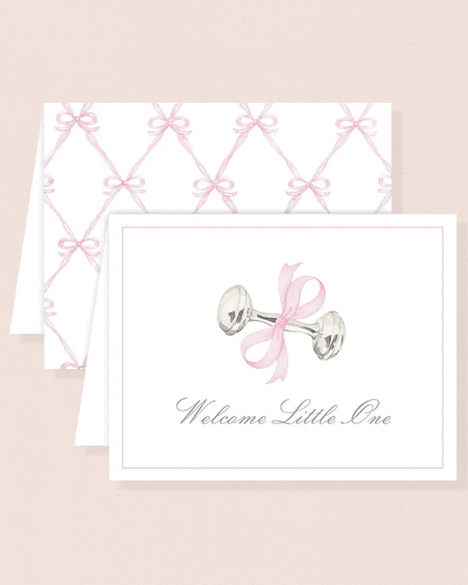 Rattle and Bow Pink Card