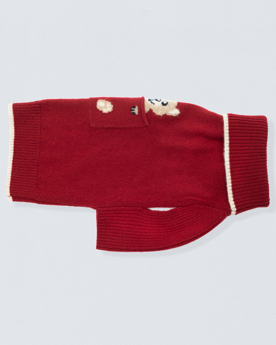 The Pup Cashmere Holly Red Bear Sweater