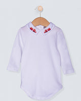 Italian Embroidered Train Red Onesie