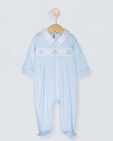 Pima Smocked Light Blue Rocking Horse Stretchie