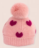 Hearts Rose Cashmere Fur Pom-Pom Hat