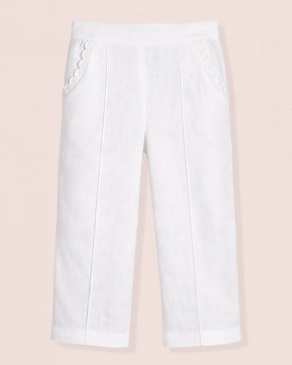 Ruby White Linen Pull-On Pant
