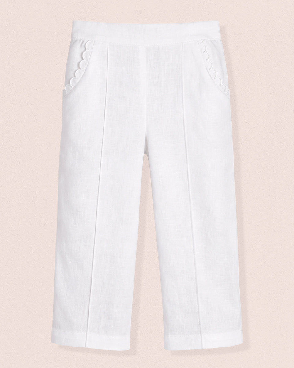 Ruby White Linen Pull-On Pant