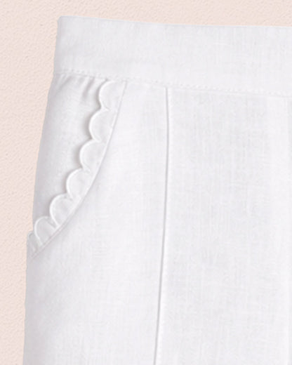 Ruby White Linen Pull-On Pant