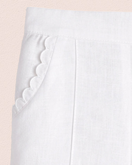 Ruby White Linen Pull-On Pant