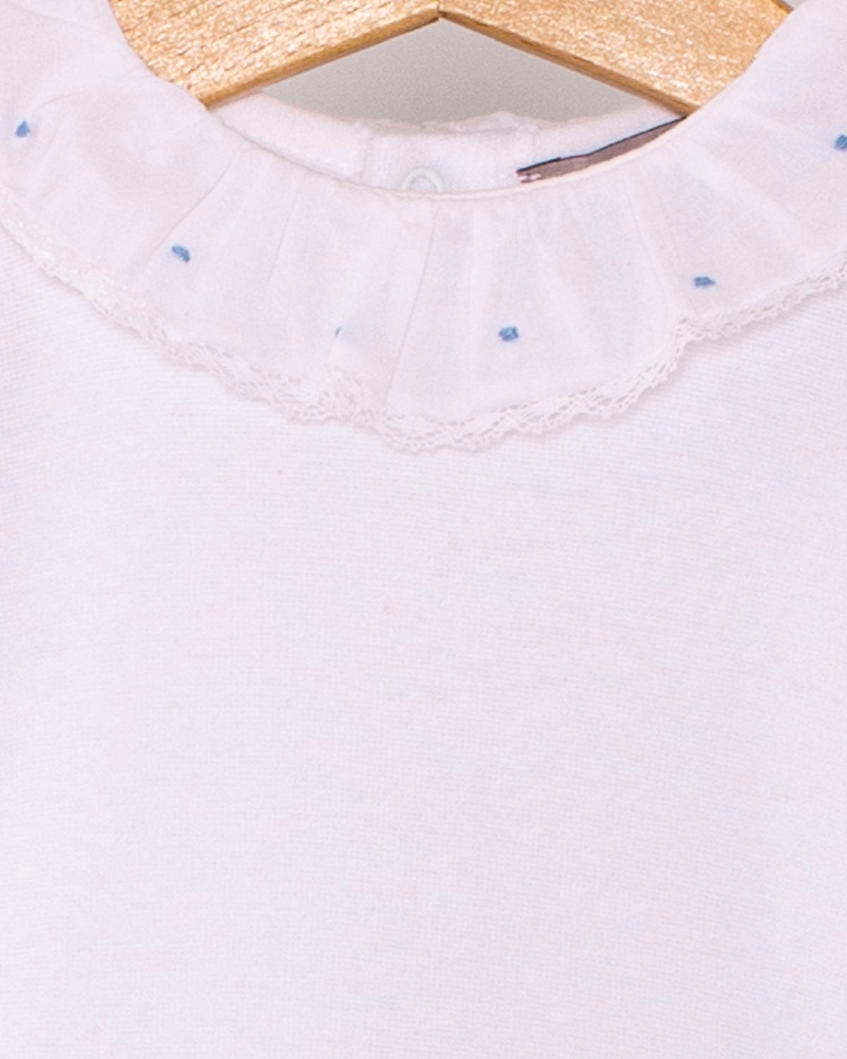 Onesie Italian Embroidered Blue Dots Ruffle - Onesie