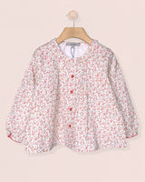 Ruffle Tunic Delicate Red Rosebud Twill