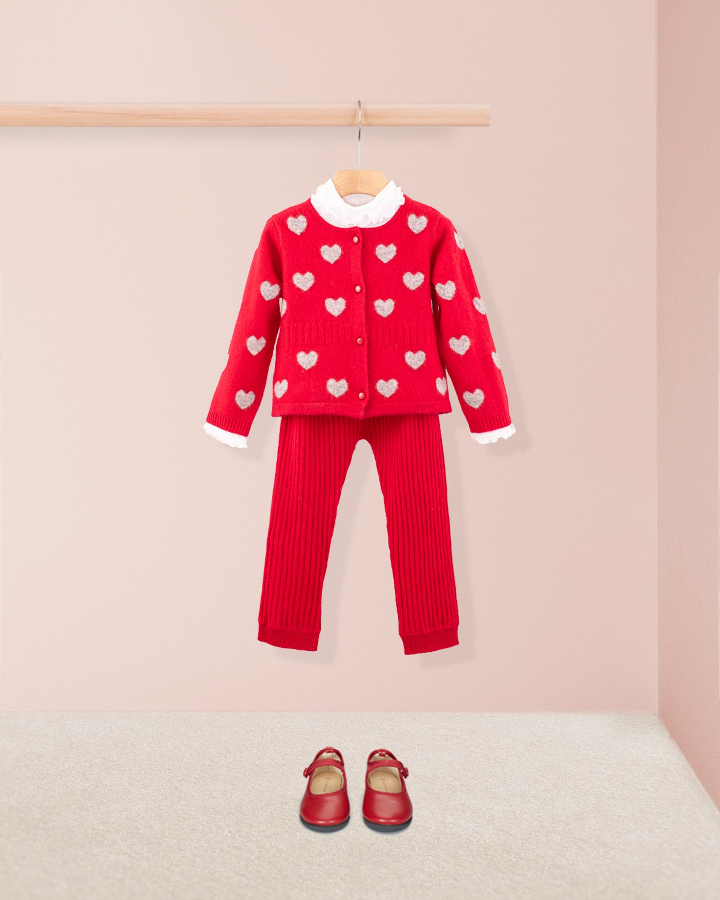 Madeleine Red Hearts Cashmere Cardigan - Cardigan