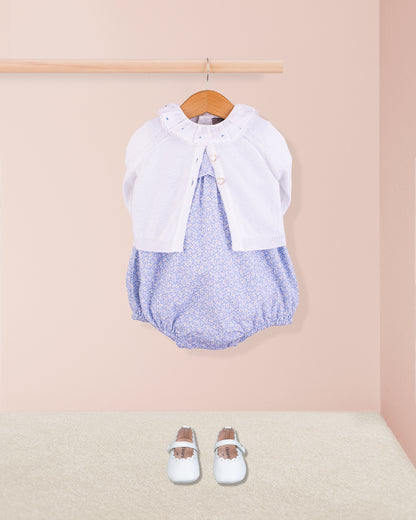 Scalloped Bubble Campari Blue - Romper
