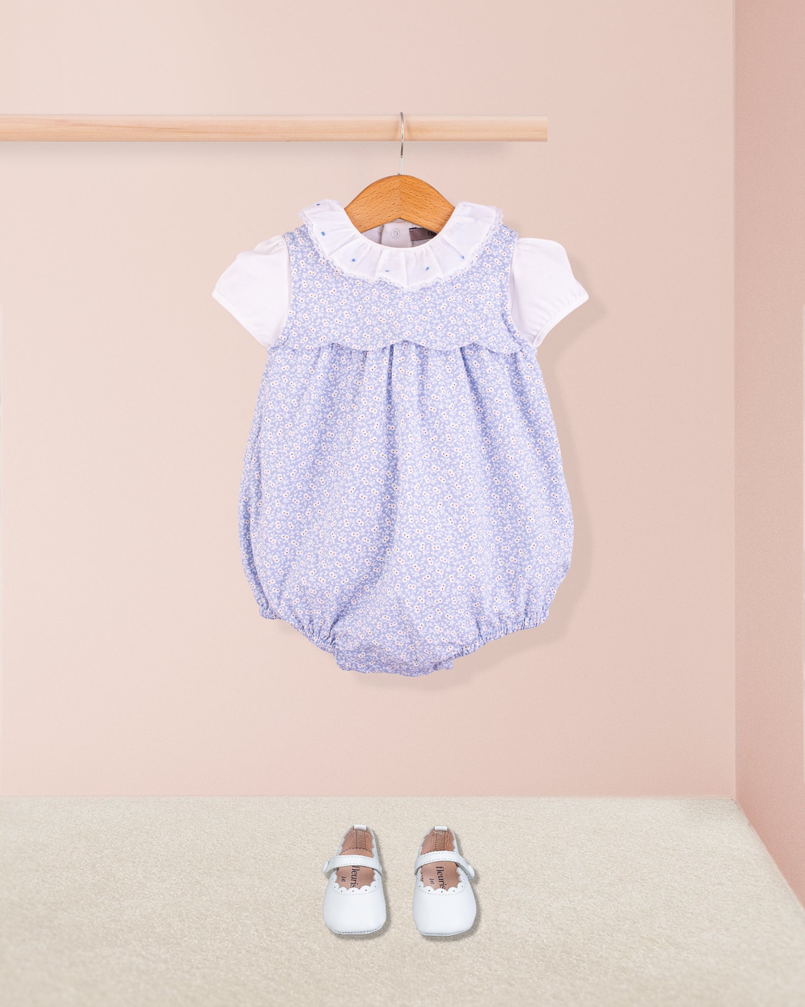 Scalloped Bubble Campari Blue - Romper